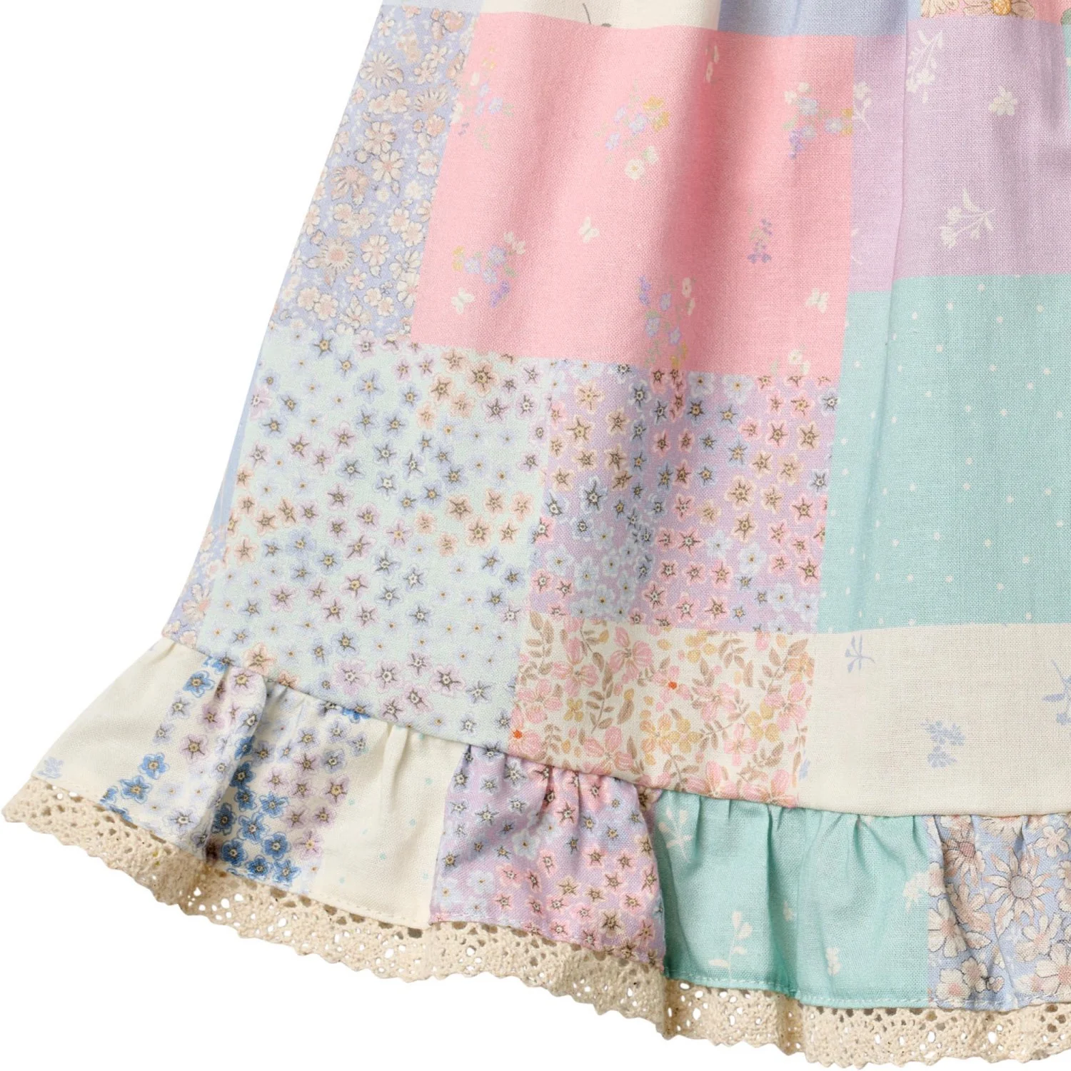 Wheat Patchwork Flowers Dress Ruffle Ayla - Image 2