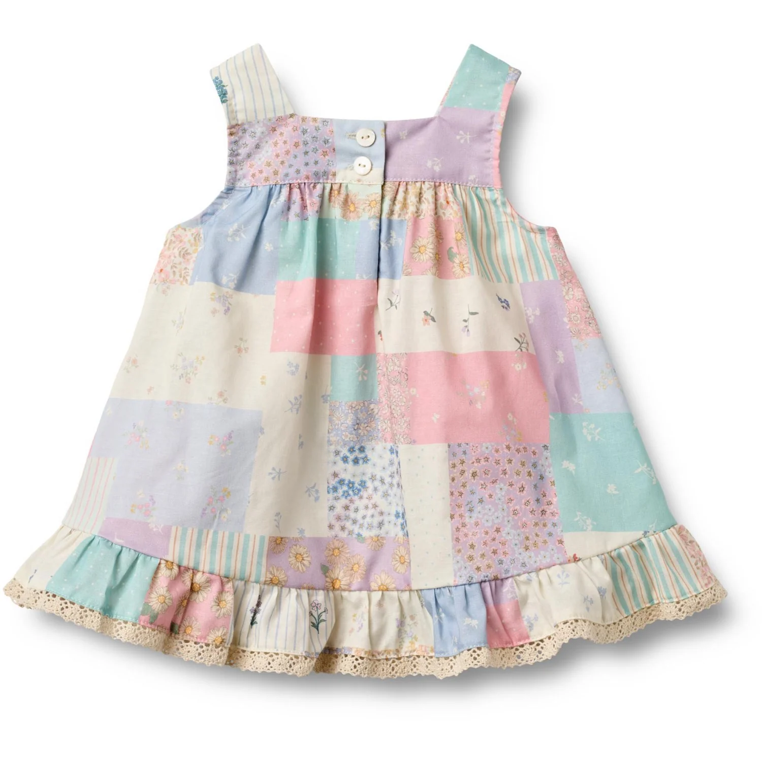 Wheat Patchwork Flowers Dress Ruffle Ayla - Image 3