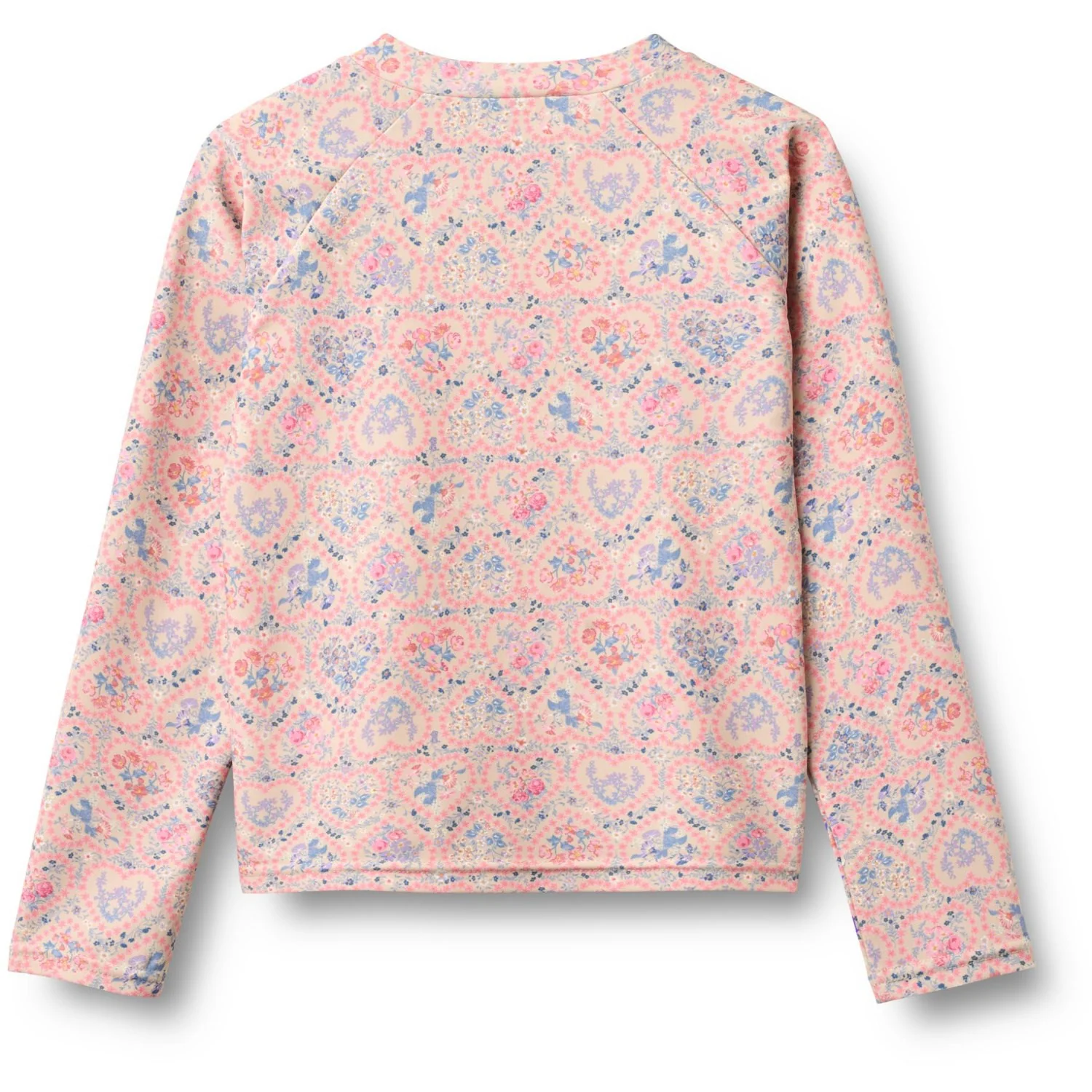 Wheat Pink Heart Flowers Swim T-shirt L/S Zip Ada - Image 3