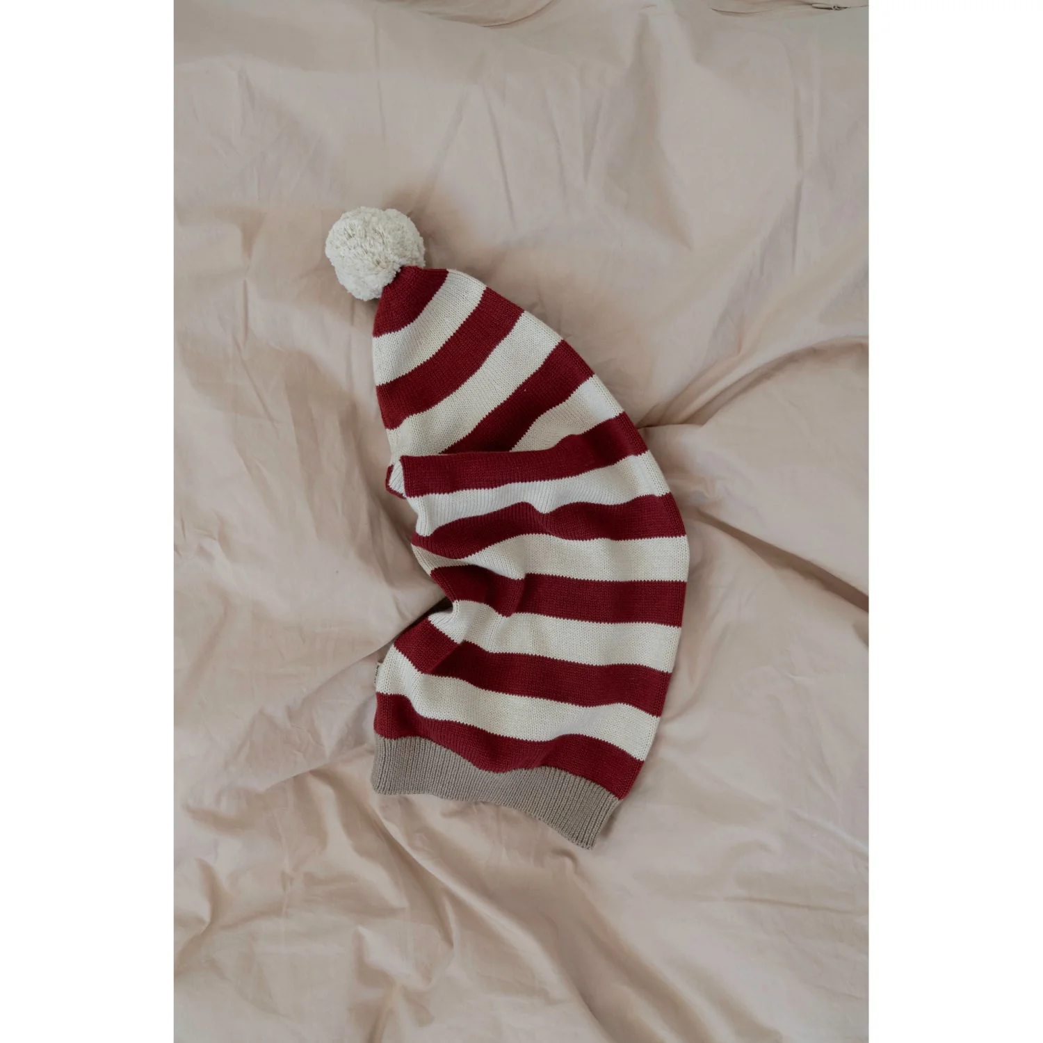 Wheat Red Stripe Knitted Christmas Hat - Image 4