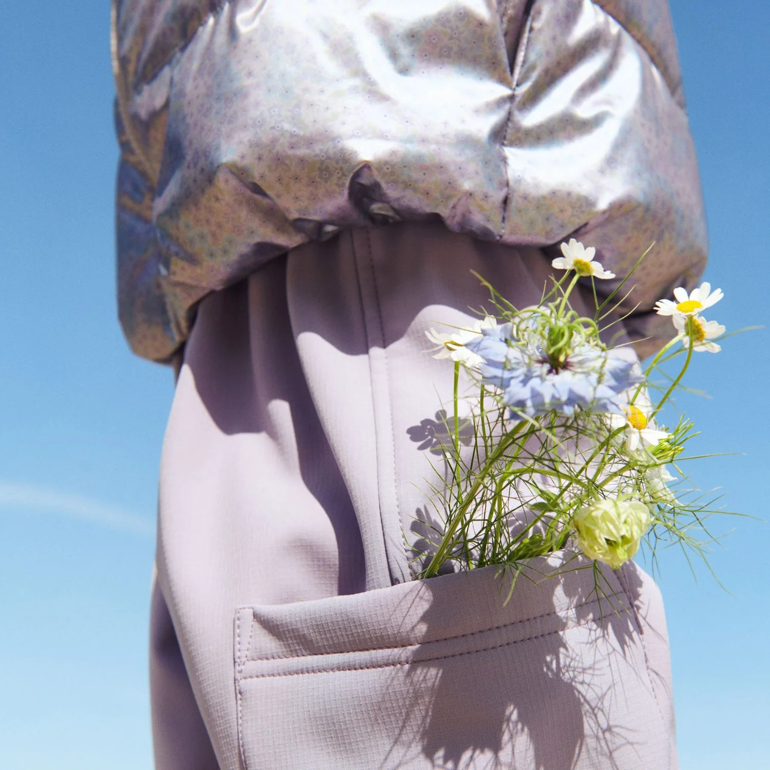 Wheat Silver Sky Flower Lightweight Puffer Jacket Ullu - Image 3
