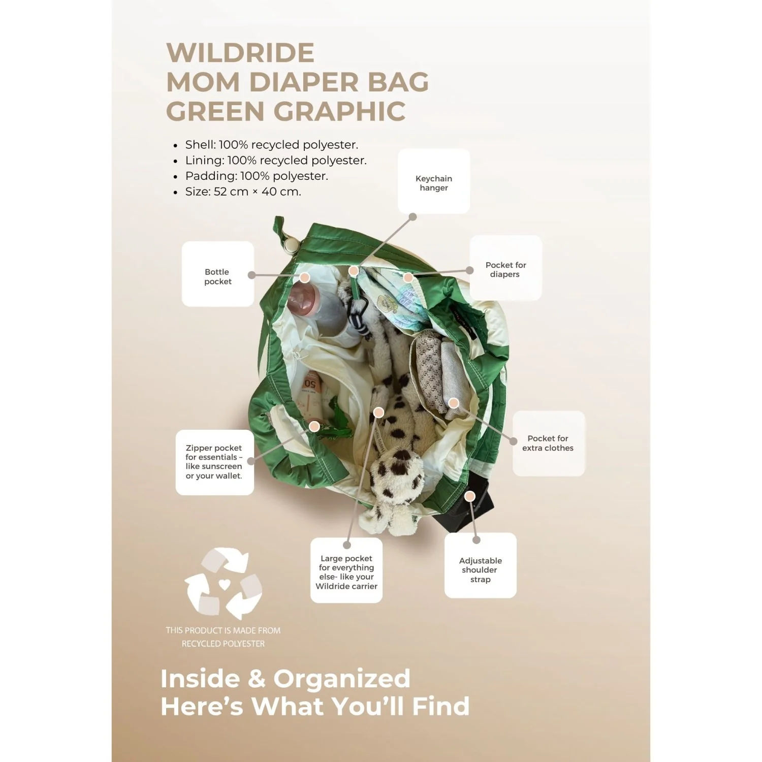Wildride Diaper Bag Green Graphic - Image 2